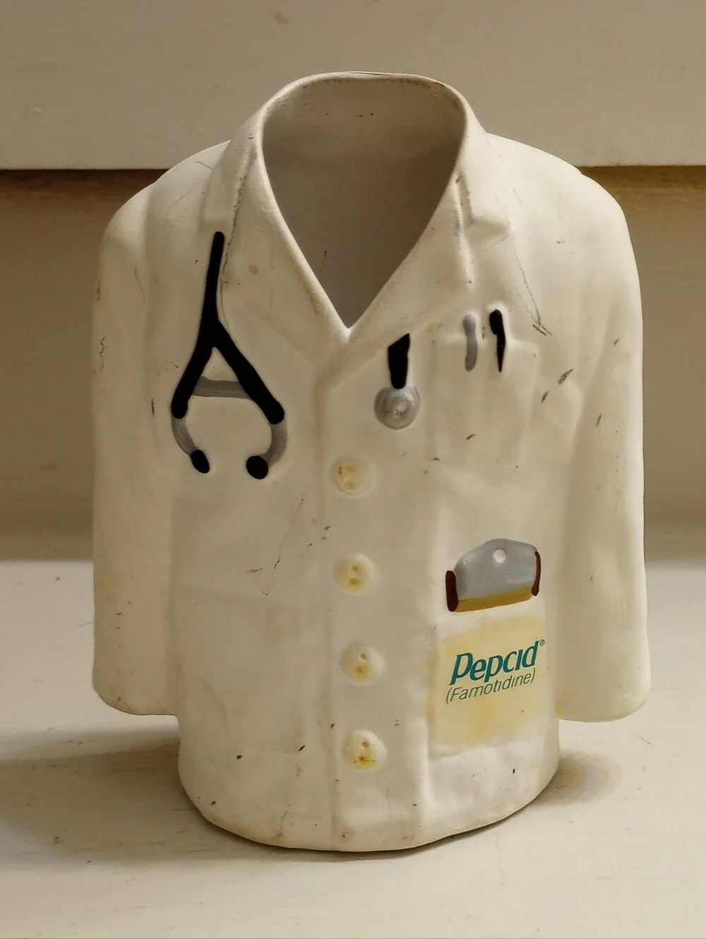 Pepcid Pharmaceutical Y2K Doctor's Coat Ceramic Pen/Pencil Holder